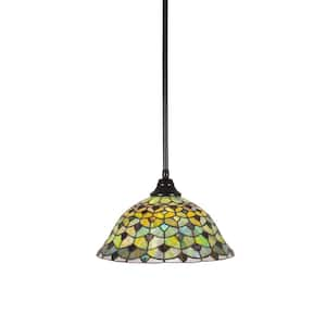 Sparta 100-Watt 1-Light Matte Black Bowl Mini Pendant Light with Glass Shade