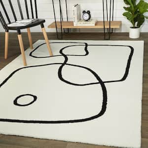 Ba x ter White 5 ft. 3 in. x 7 ft. Abstract Area Rug