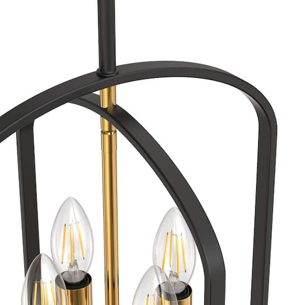 Emeritpro 4-Light Modern Black & Gold Branch Chandelier with Metal