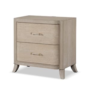 Ellington Modern Natural Oak 2 Drawer 30 in. W Nightstand With USB C Power Ports