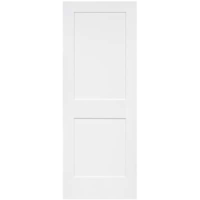 18 in. x 80 in. White 2-Panel Shaker Solid Core Pine Interior Door Slab
