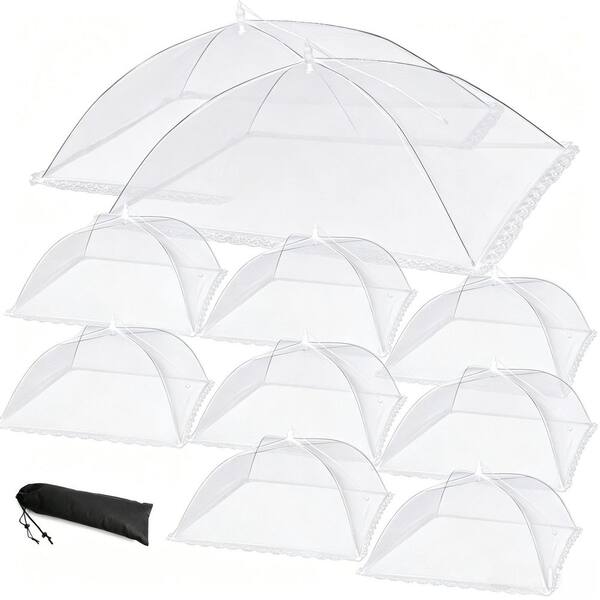 10-Pack Mesh Food Covers for Outdoor, Pop-up Food Tents - 2-Extra Large and 8-Large for Picnic Camping Supplies