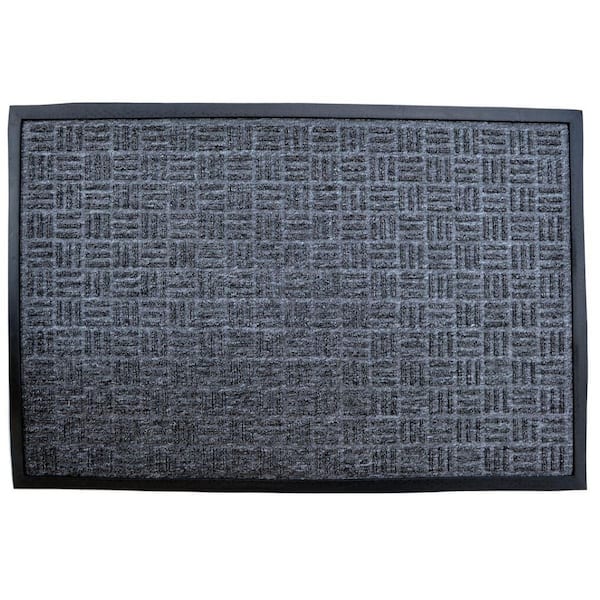 36 in. x 24 in. Gray Synthetic Outdoor Door Mat