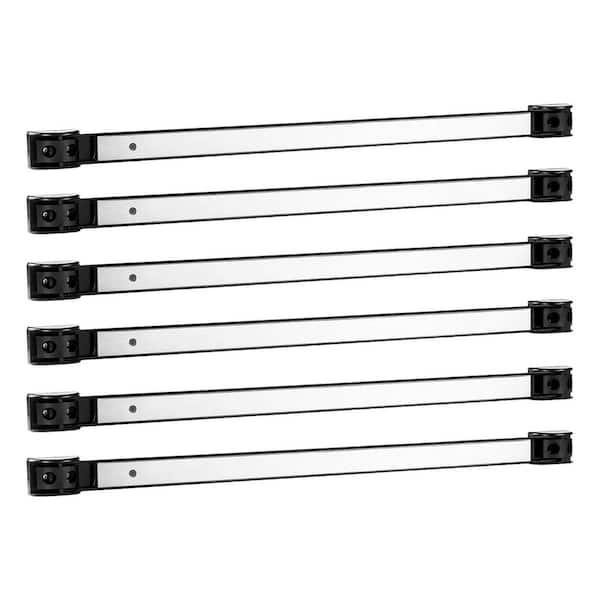 18 in. Silver Alloy Steel Magnetic Tool Holder Bar Organizer Rack Stainless Steel Surface 6-Piece Set