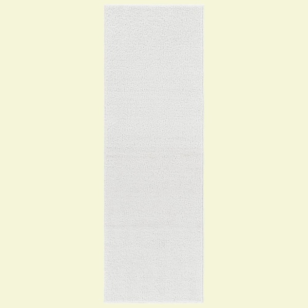 Palmer Plush 2 ft. x 6 ft. White Washable Non Slip Solid Color Area Rug