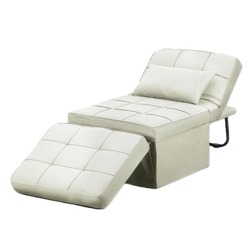 4-in-1 26.57 in.Width Beige Folding Linen Twin Size Sofa Bed Multi-Function