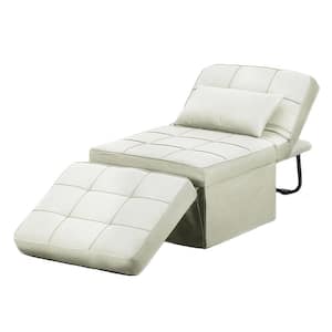 4-in-1 26.57 in.Width Beige Folding Linen Twin Size Sofa Bed Multi-Function Chair/Ottoman