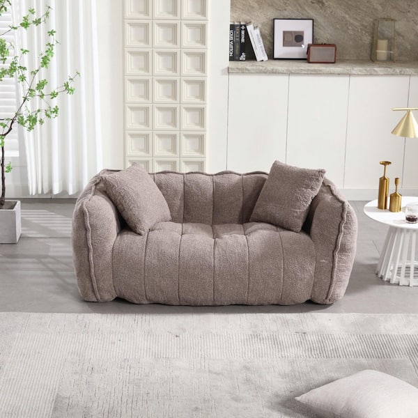 JUJABU Brown Chenille Polyester Soft Bean Bag Chair with High Resilience Foam Core for 2-People