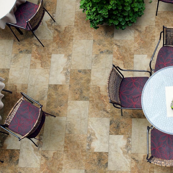 MSI Porcini Gold 2 cm. x 16 in. x 24 in. Tumbled Travertine Paver Tile 2.66 sq. ft.)