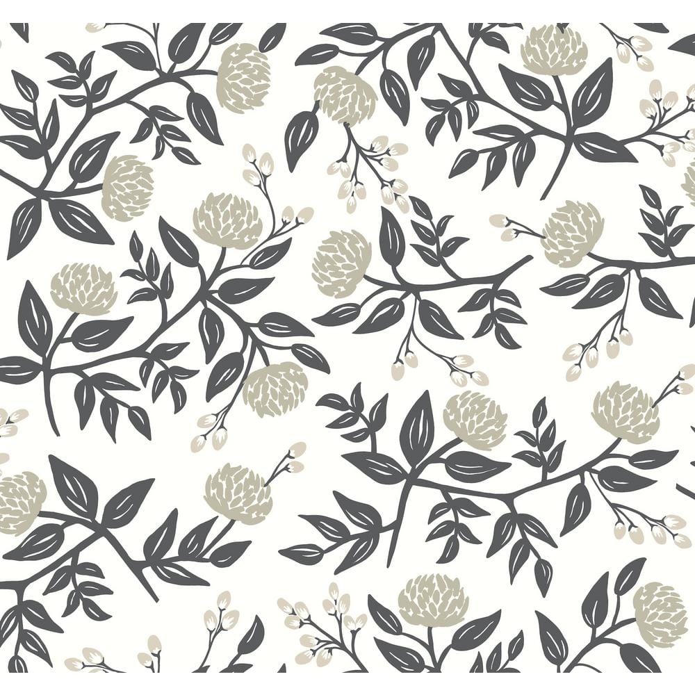 White and Black Peonies Floral Non-Pasted Wallpaper