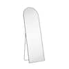 Photo 1 of 21 in. W x 64 in. H Aluminium Alloy Frame Black Arched Floor Mirror with Floor Stand and Wall Mounted Hooks


