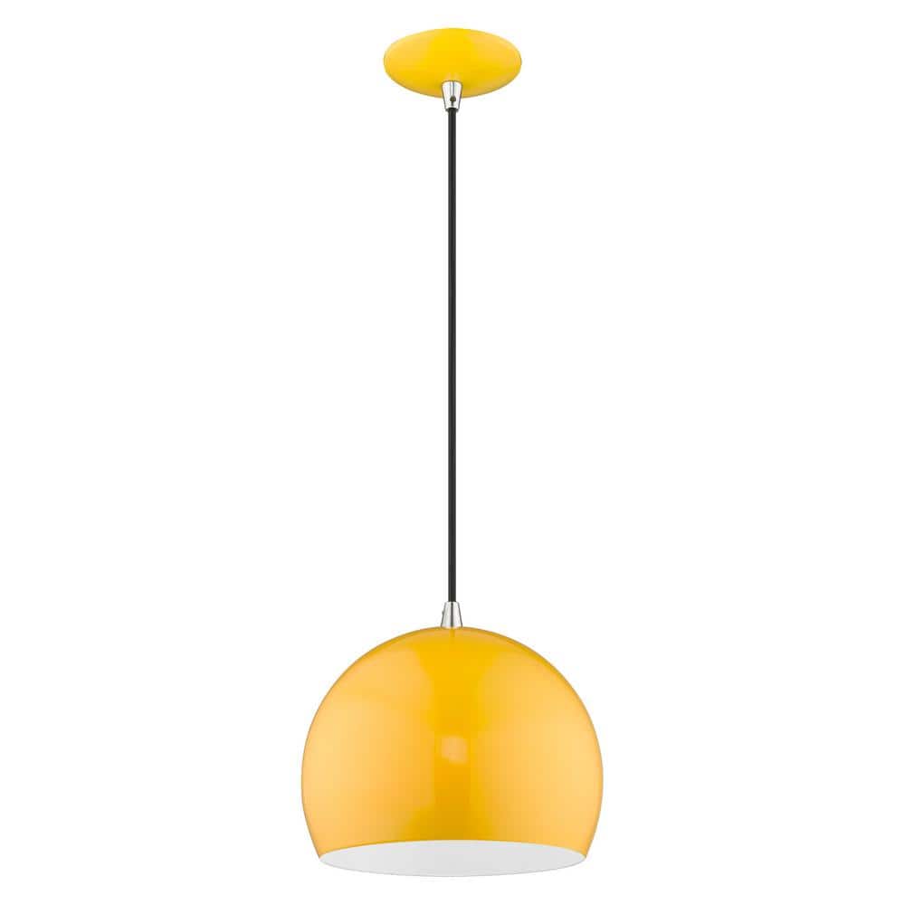 Sleek Curve Mini Pendant in Shiny Orange with White Interior
