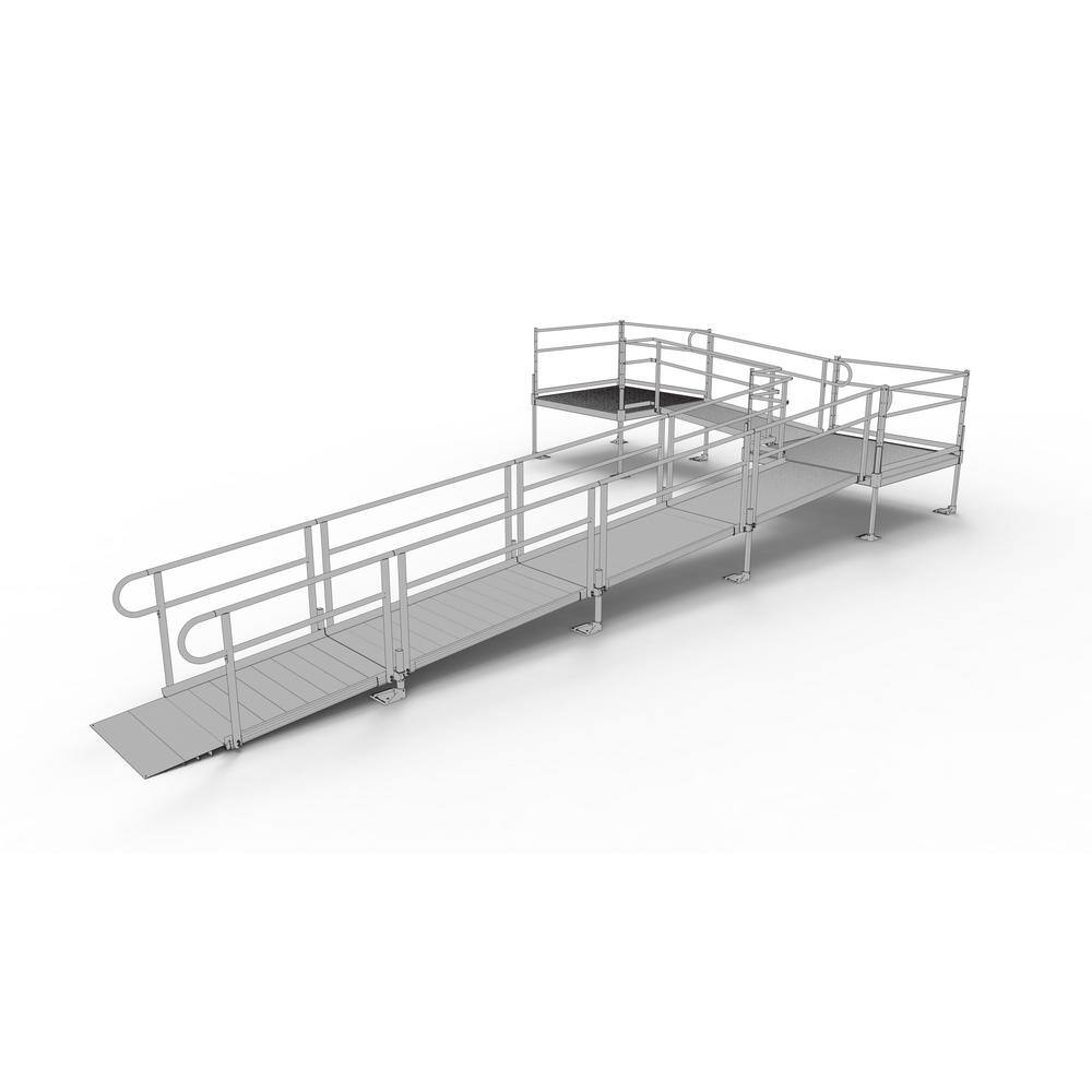 EZACCESS PATHWAY 28 ft. LShaped Aluminum Wheelchair Ramp Kit with Solid Surface Tread, 2Line