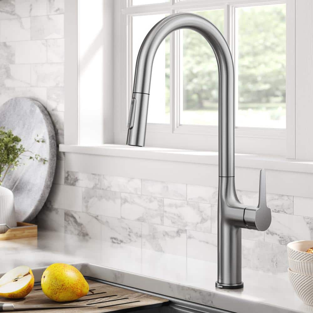 Elegant Oletto 19.88" Stainless Steel Touch-Control Kitchen Faucet