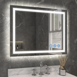 32 in. W x 24 in. H Rectangular Frameless Dimmable LED Light Anti-Fog Wall Mount Bathroom Vanity Mirror