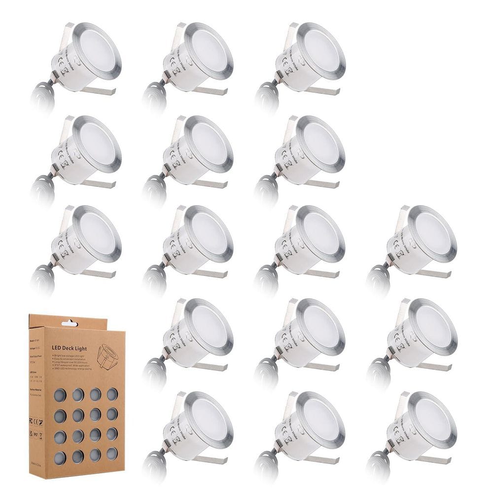 16-Pack Recessed LED Deck Light Kits Acrylic/ABS and 304 Stainless Steel IP