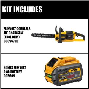 60V MAX 16in. Brushless Cordless Battery Powered Chainsaw with (1) FLEXVOLT 3Ah Battery