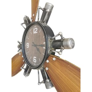 Brown Airplane Propeller Wall Clock Small
