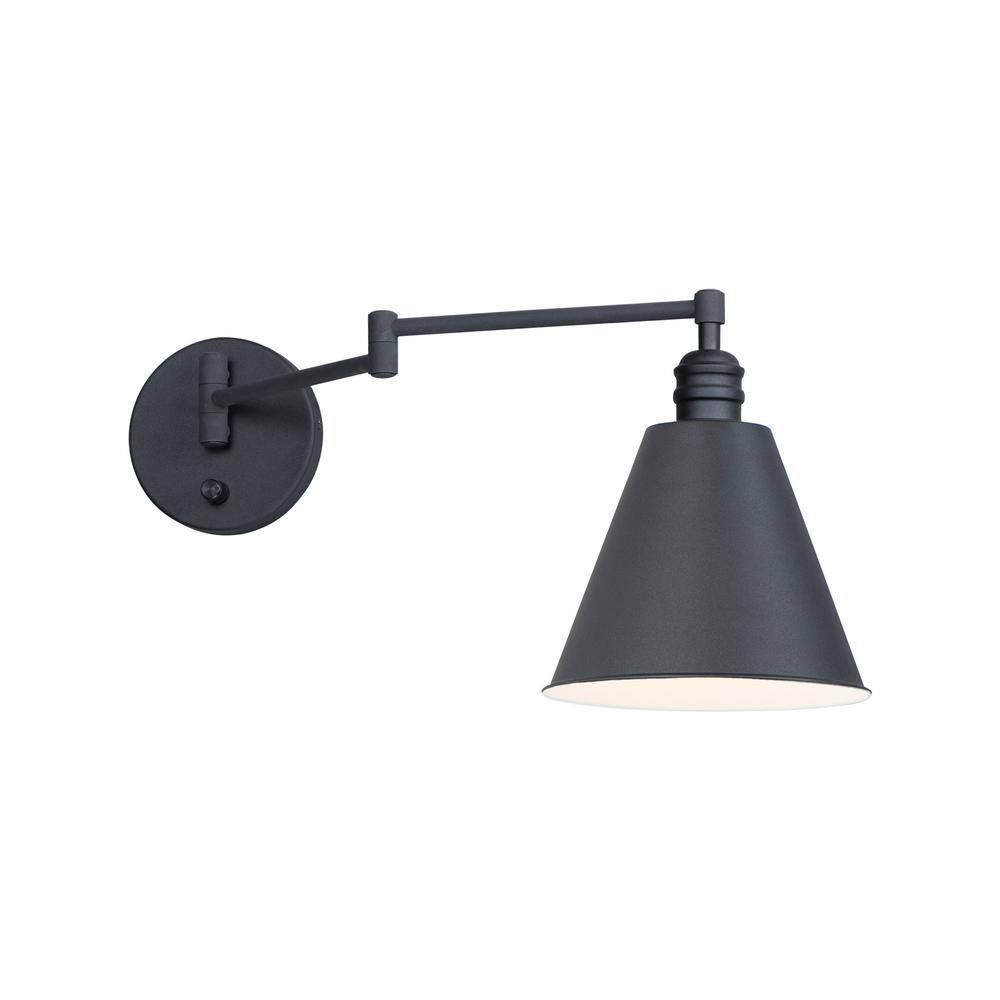 Library Classic Black Steel 1-Light Swing Arm Wall Sconce