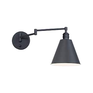 Library 8 in. 1 Light Brass Wall Sconce with Horizontal Swing Arm