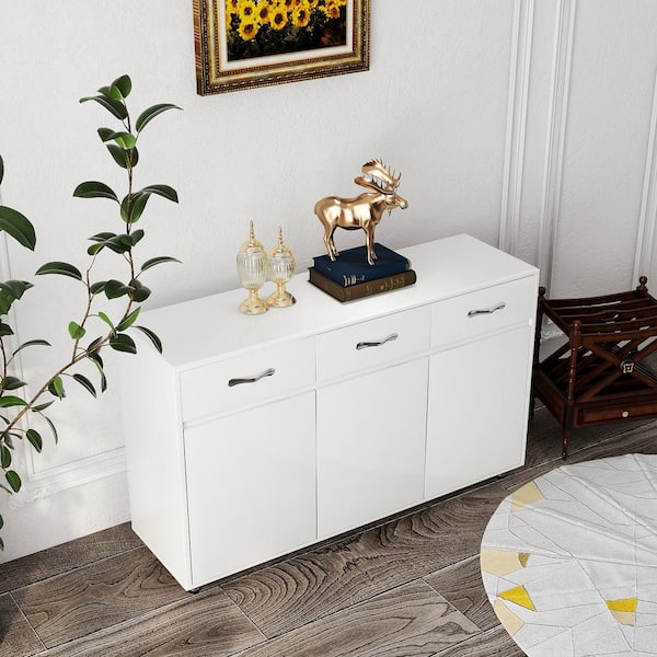 Cabinet,3 Drawer,3 Doors,Side Table,Storage Space,White - On Sale