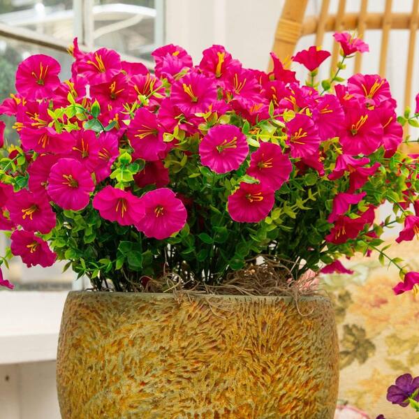 Nearly Natural 14 in. Fuchsia UV Resistant Artificial Morning