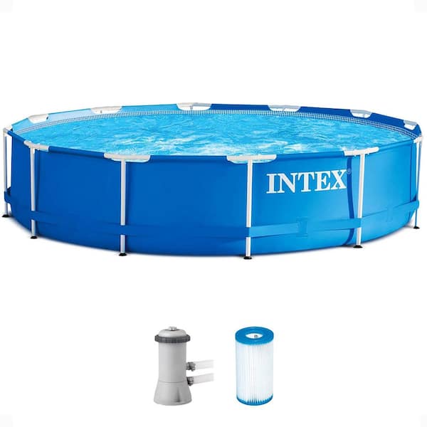 Metal Frame 144 in. x 144 in. Round 30 in. Deep Metal Frame Pool Set