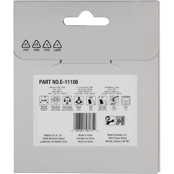Lame de scie circulaire Makita pour fibrociment 190 x 20 x 2,3 mm - 4 dents