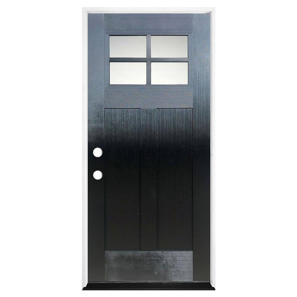 36 in. x 80 in. Right-Hand Inswing 2 Panel 1/4 Lite 4 Lite Clear Glass Black Fir Fiberglass Prehung Front Door price history on PriceWatchPro