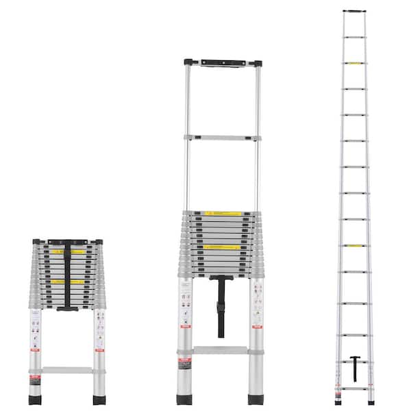 Telescoping Ladder, 20.3 ft. Aluminum Lightweight Extension Ladder, Multi-Button Retraction Collapsible Ladder
