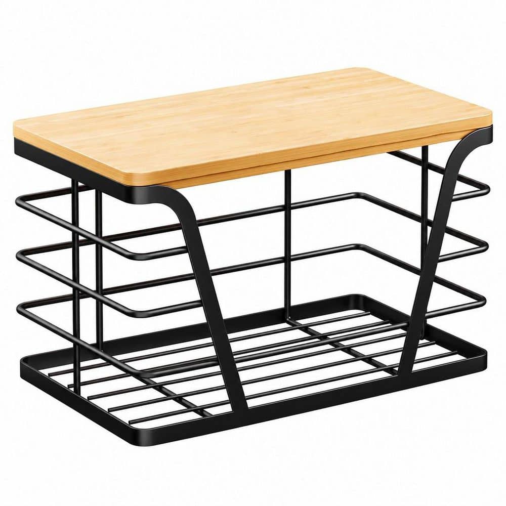 Wudkey Black Wall Mount Stainless Steel Trash Bag Holder with