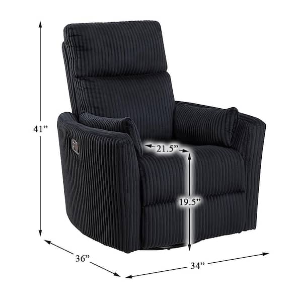 Lazzara Turbo Black Corduroy Upholstery Manual Swivel Glider