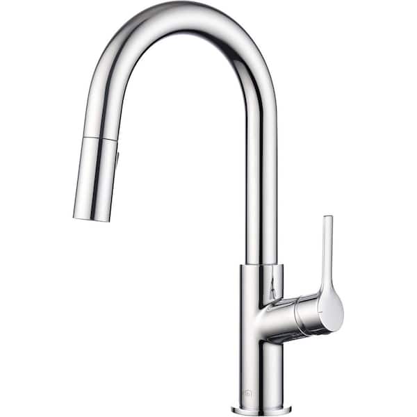13.38 in. Single-Handle Pull-Down Sprayer 360 Degree Spout Swivel Kitchen Faucet with Dual Function Sprayhead in Chrome