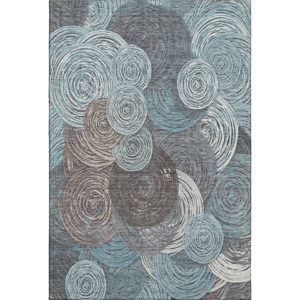 Mayfield Premium Machine Washable Abstract AMF2267 Teal 10 ft. x 14 ft. Area Rug