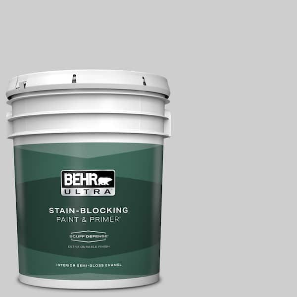 BEHR ULTRA 5 gal. #770E-2 Silver Screen color Extra Durable Semi-Gloss Enamel Interior Paint & Primer