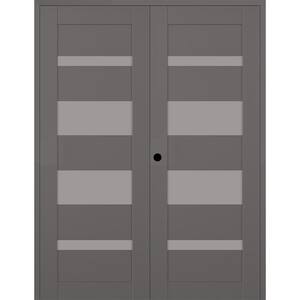 Mirella 48 in. x 96 in. Right Active 5-Lite Frosted Glass Gray Matte Composite Double Prehung Interior Door