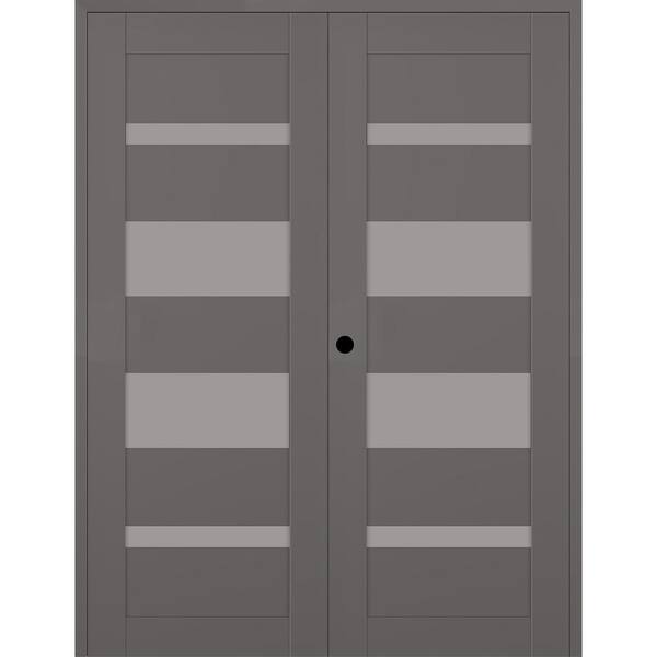 Belldinni Mirella 56 in. x 96 in. Right Active 5-Lite Frosted Glass Gray Matte Composite Double Prehung Interior Door