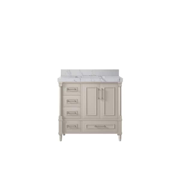 Willow Collections Hudson 36 in. W x 22 in. D x 36 in. H Single Sink Bath Vanity Center in Fine Grain 2 in. Venation Qt. Top