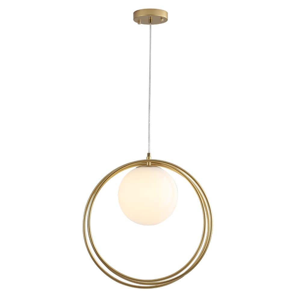 16.2 in.1-Light Modern Gold Globe Pendant ceiling Light with White Glass Shade price history on PriceWatchPro