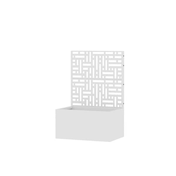 47 in. H x 24 in. L x 12 in. W White Metal Planter Box with Galvanized Trellis