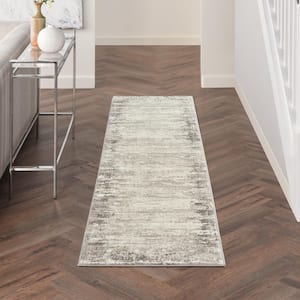 Cyrus Ivory/Grey 2 ft. x 8 ft. Abstract Contemporary Kitchen Runner Area Rug