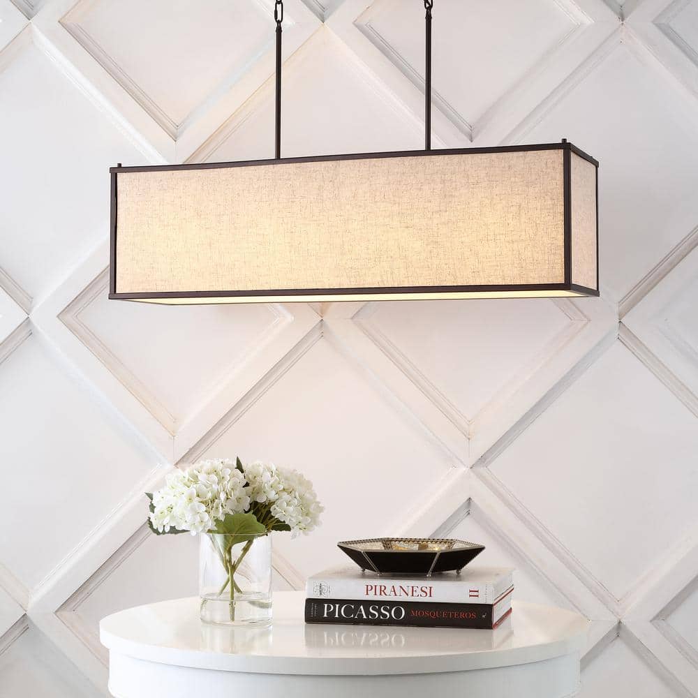 Cole 42" Oil Rubbed Bronze Linen LED Pendant Light