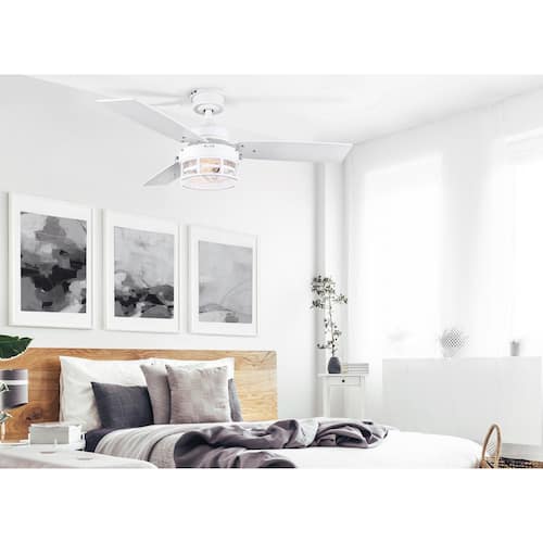 Attley 42 in. Indoor Standard White Ceiling Fan with Vintage LED Bulbs Included Ceiling Fans
