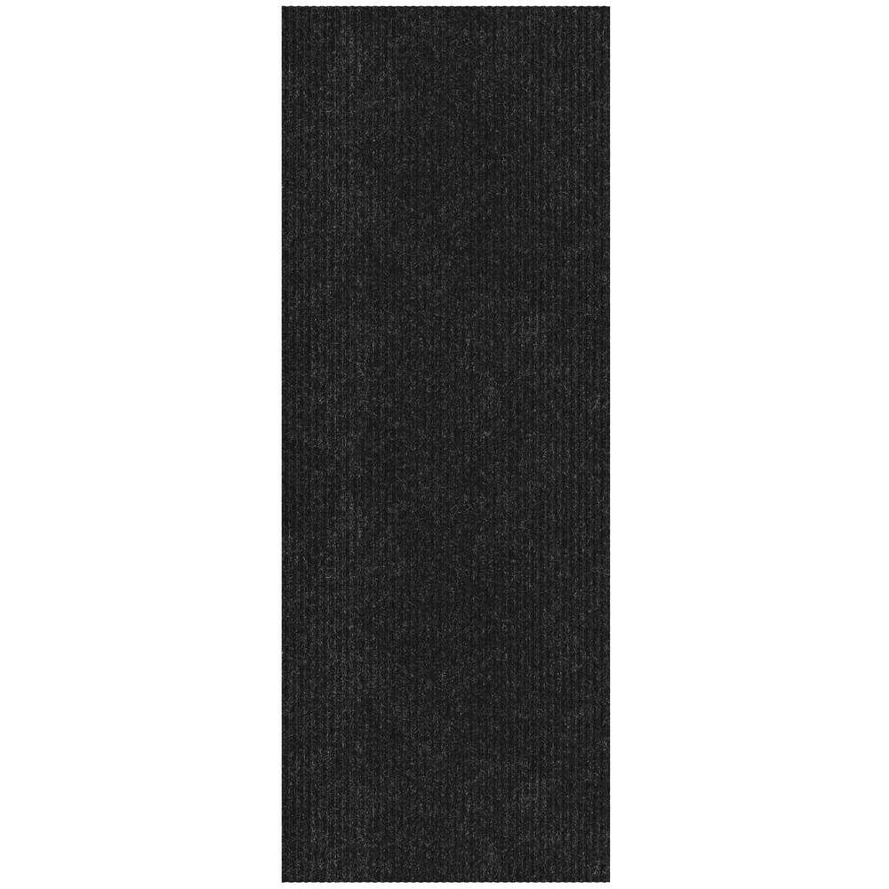 Ribbed Non-Slip Rubberback Indoor/Outdoor Long Hallway Runner Rug 2 ft. x 5 ft., Black Polyester Garage Flooring price history on PriceWatchPro