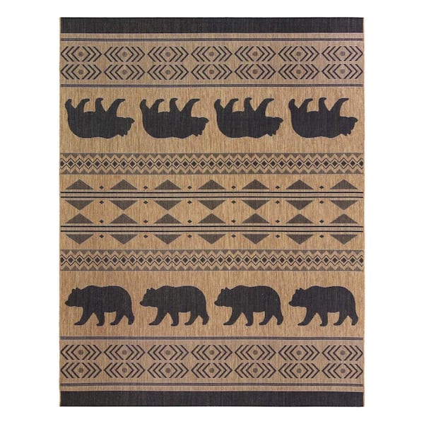 Paseo Orin Chestnut 5 ft. x 7 ft. Bear Animal Print Indoor/Outdoor Area Rug