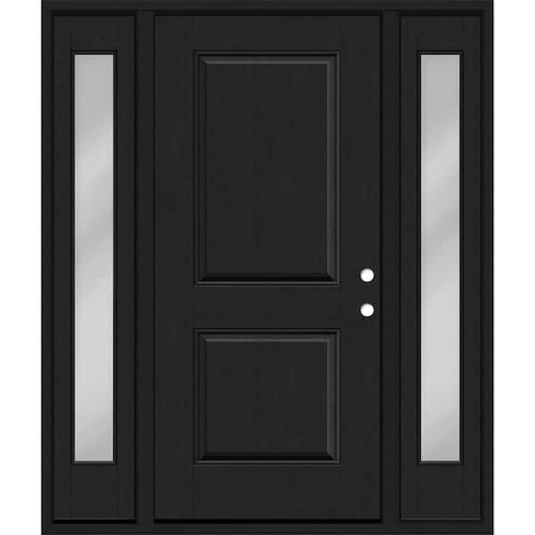 Regency 64 in. x 80 in. 2P Squaretop LHIS Onyx Stain Mahogany Fiberglass Prehung Front Door with Clear 12 in. SLs 6-9/16