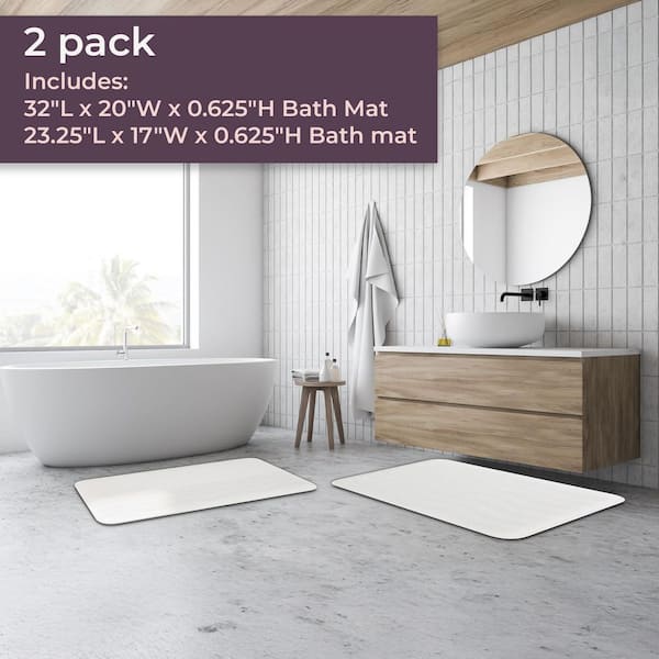 Lavish Home 2-Piece White Memory Foam Bath Mat Set 67-10-W - The