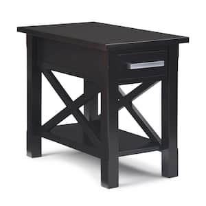 Kitchener Solid Wood 14 in. Hickory Brown Wide Contemporary Narrow Side Table