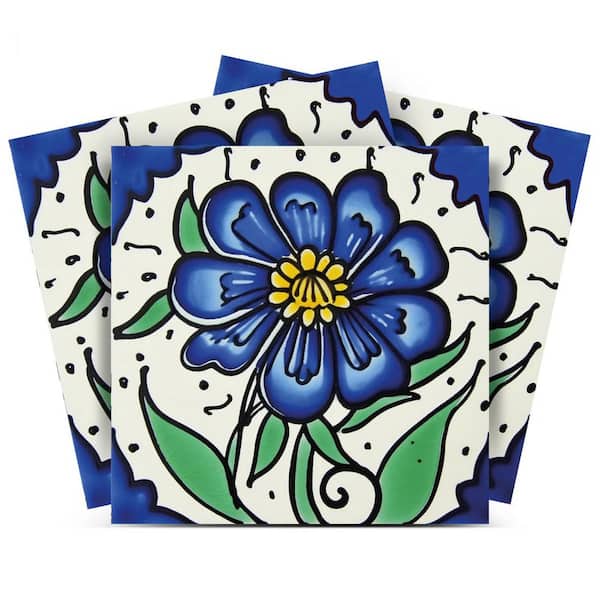 MI ALMA Green, Blue, White and Black C77 7 in. x 7 in. Vinyl Peel and Stick Tile (24-Tiles, 8.17 sq. ft. /1-Pack)