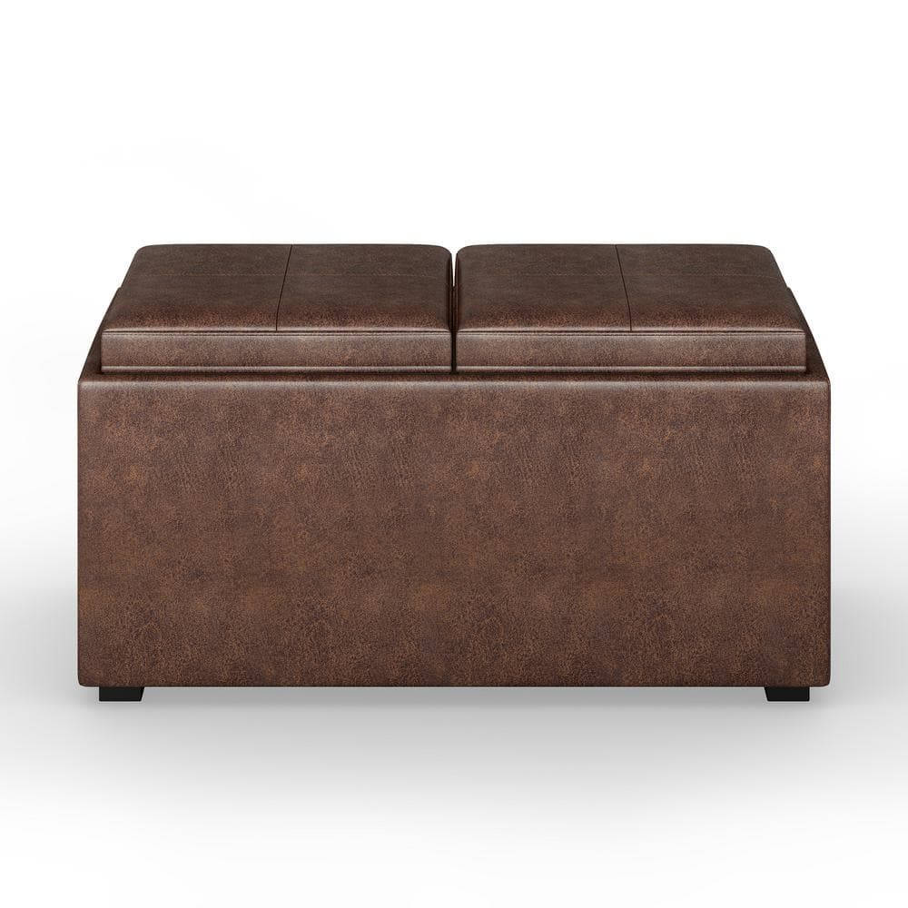 Avalon Chestnut Brown Multi-Functional Storage Ottoman Set